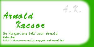 arnold kacsor business card